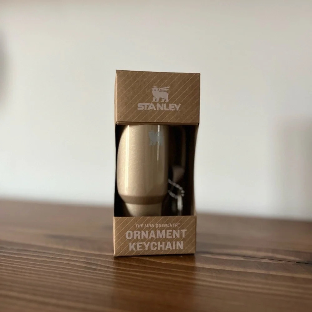 Stanley Water Bottle Keychain Christmas Tree Ornament in Champagne Shimmer NIB